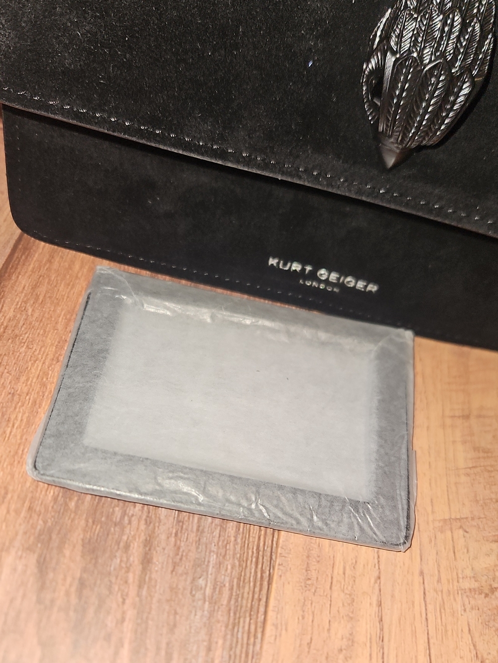 Kurt Geiger NWT Shoreditch Black Suede Crossbody Bag and Mirror - Picture 7 of 15